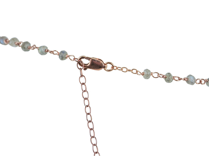 Ela Rae Ara Necklace in Mystic Pink Moonstone and Labradorite - Discounts on Ela Rae at UAL