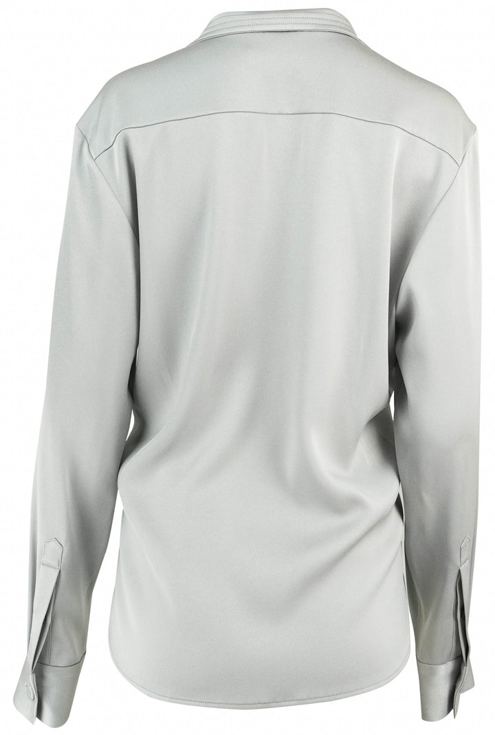 Alex Perry Satin Crepe Shirt with Stand Collar in Silver - Discounts on Alex Perry at UAL
