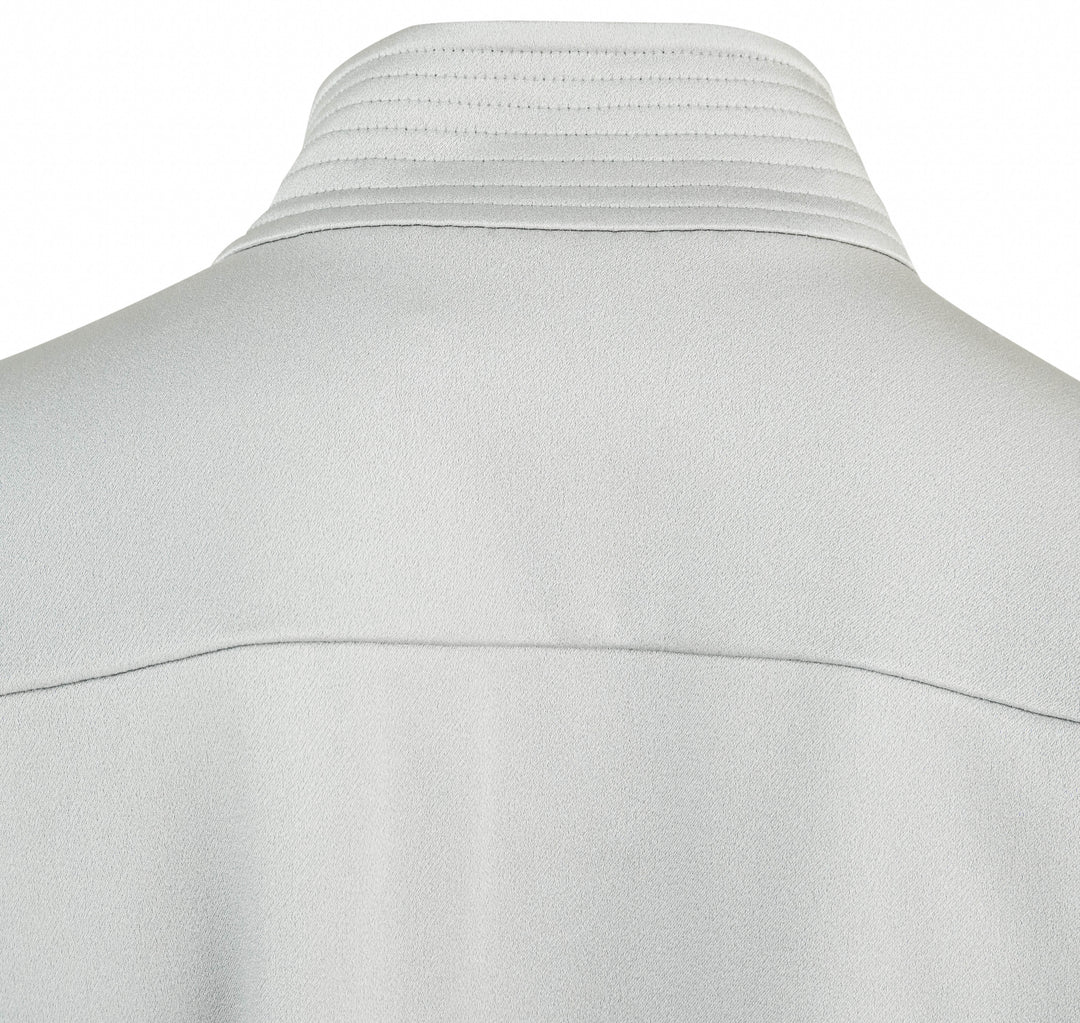 Alex Perry Satin Crepe Shirt with Stand Collar in Silver - Discounts on Alex Perry at UAL