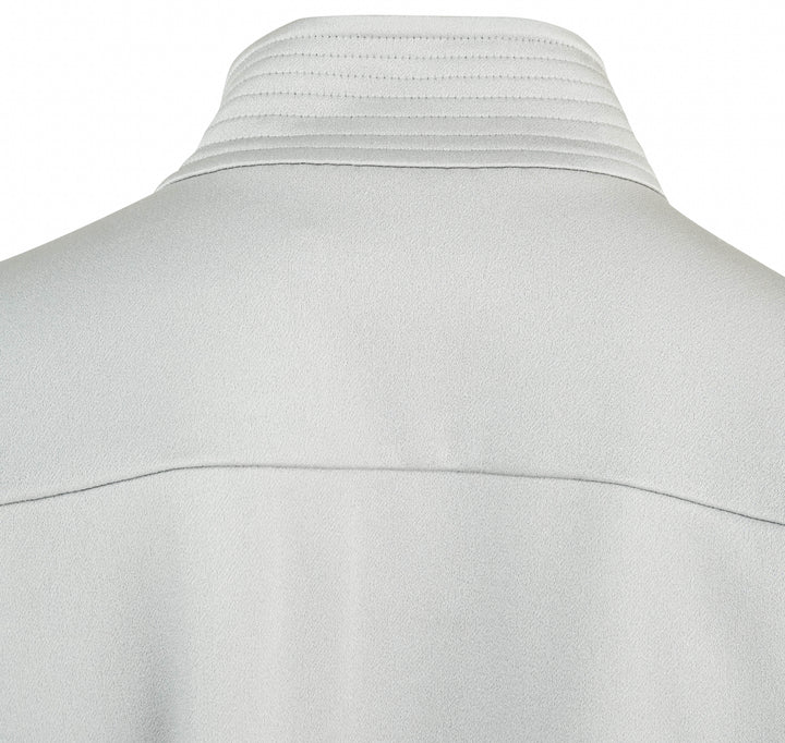 Alex Perry Satin Crepe Shirt with Stand Collar in Silver - Discounts on Alex Perry at UAL