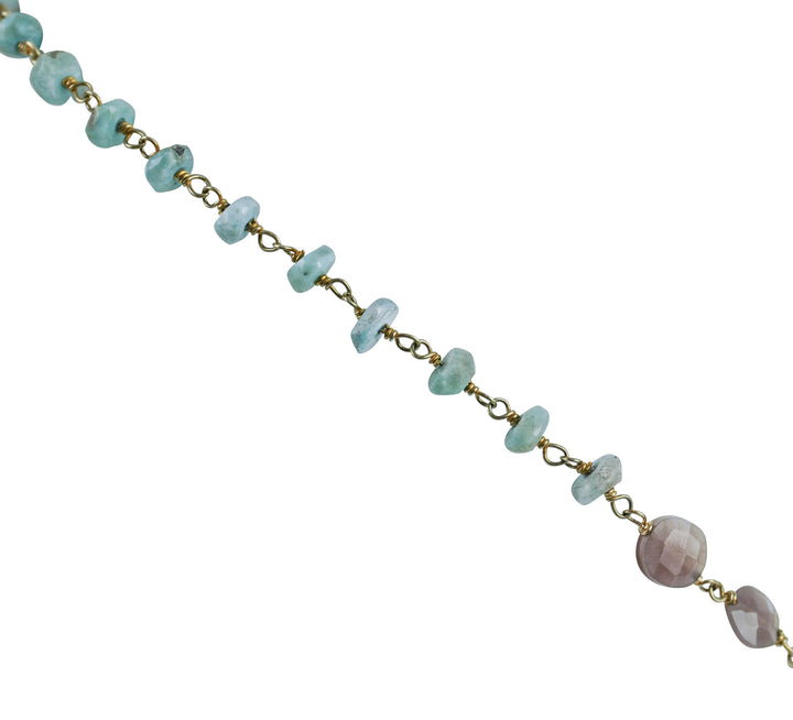 Ela Rae Ara Necklace in Mystic Pink Moonstone and Larimar - Discounts on Ela Rae at UAL