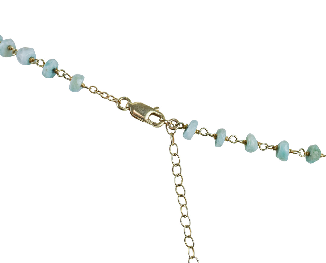 Ela Rae Ara Necklace in Mystic Pink Moonstone and Larimar - Discounts on Ela Rae at UAL