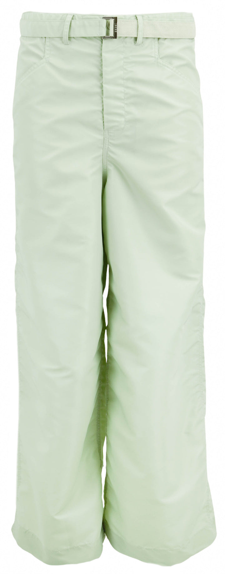 Sacai Nylon Wide Leg Pants in Light Mint - Discounts on Sacai at UAL