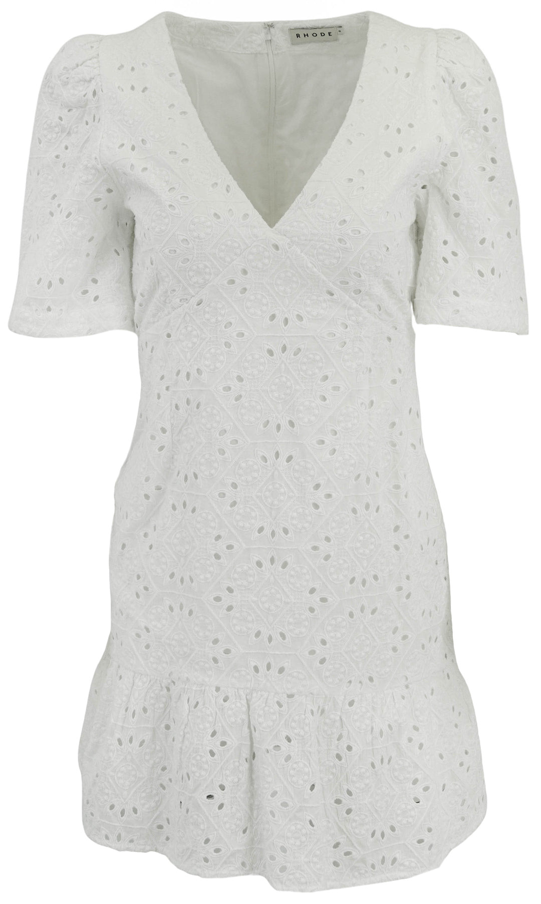 Rhode Eyelet Mini Dress in White - Discounts on Rhode at UAL