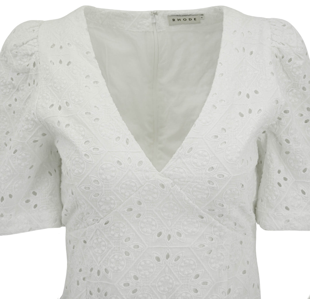 Rhode Eyelet Mini Dress in White - Discounts on Rhode at UAL