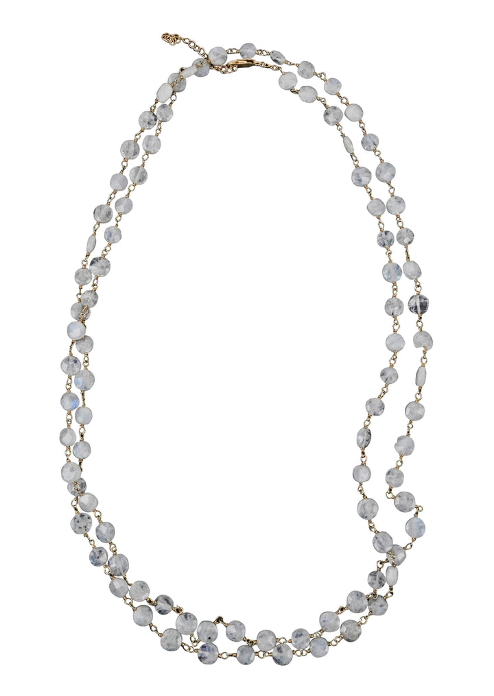 Ela Rae Diana Coin Necklace in Rainbow Moonstone - Discounts on Ela Rae at UAL
