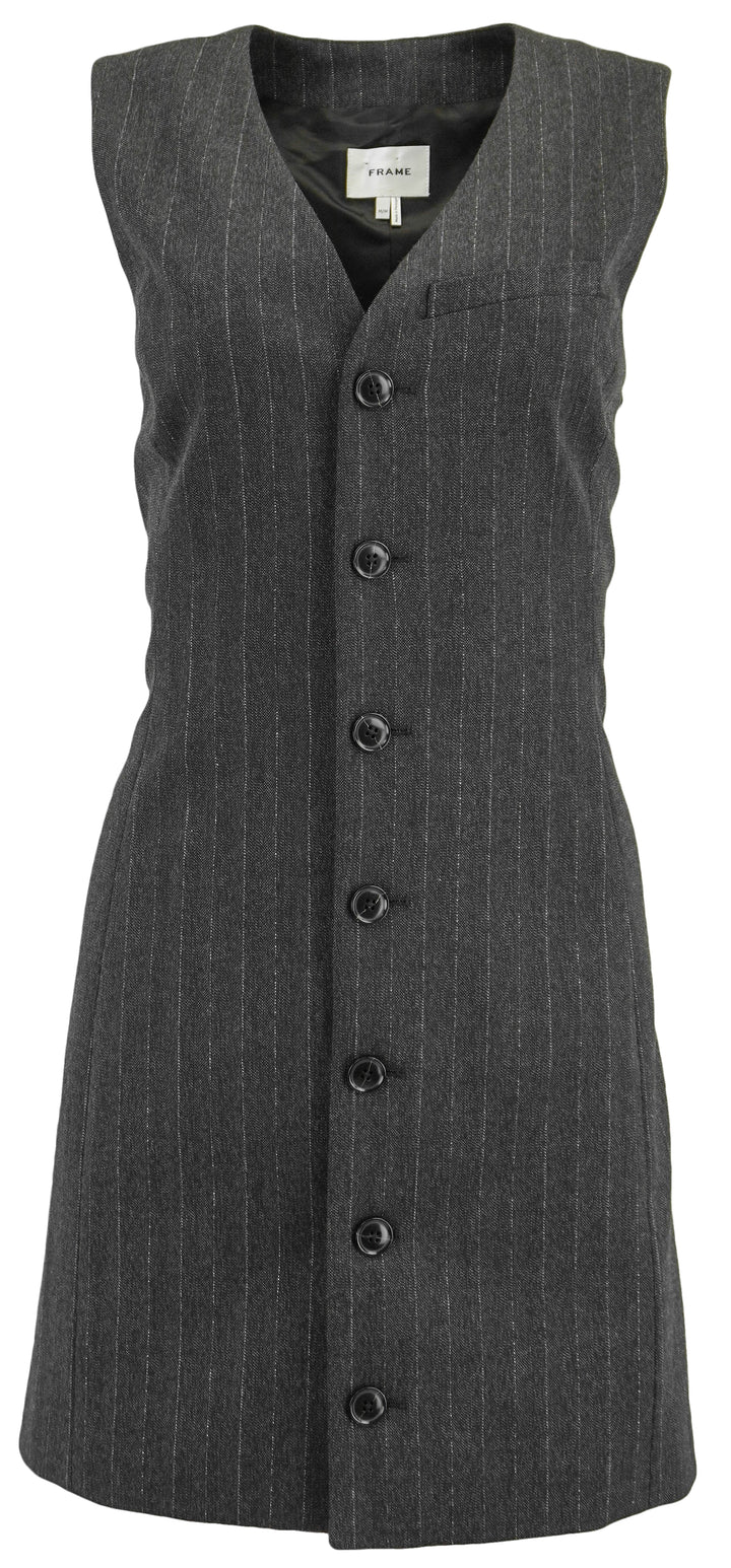 Frame Metallic Pinstriped Mini Dress in Grey