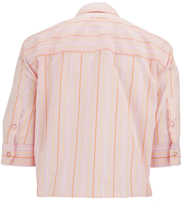 Marni Striped Organic Cotton Shirt in Pink Gummy - Discounts on Marni at UAL