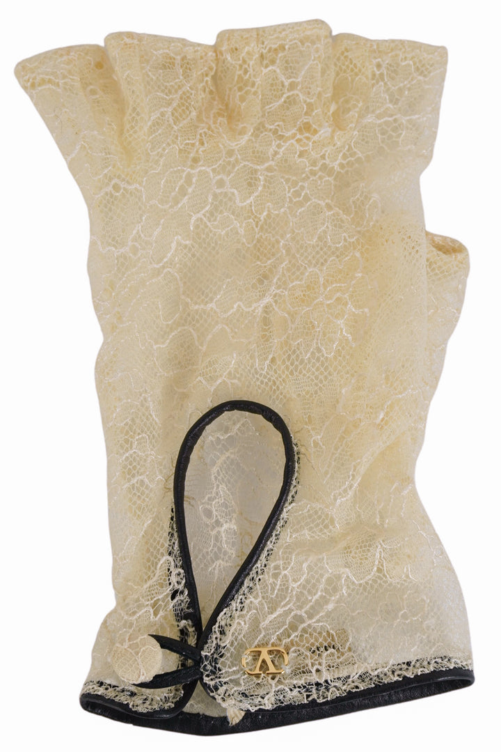 Valentino Lace Biker Gloves in Burro - Discounts on Valentino at UAL