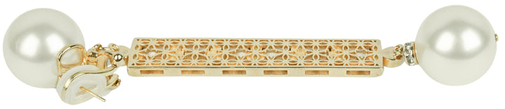 Valentino San Fin Crystal & Pearl Earrings in Gold - Discounts on Valentino at UAL