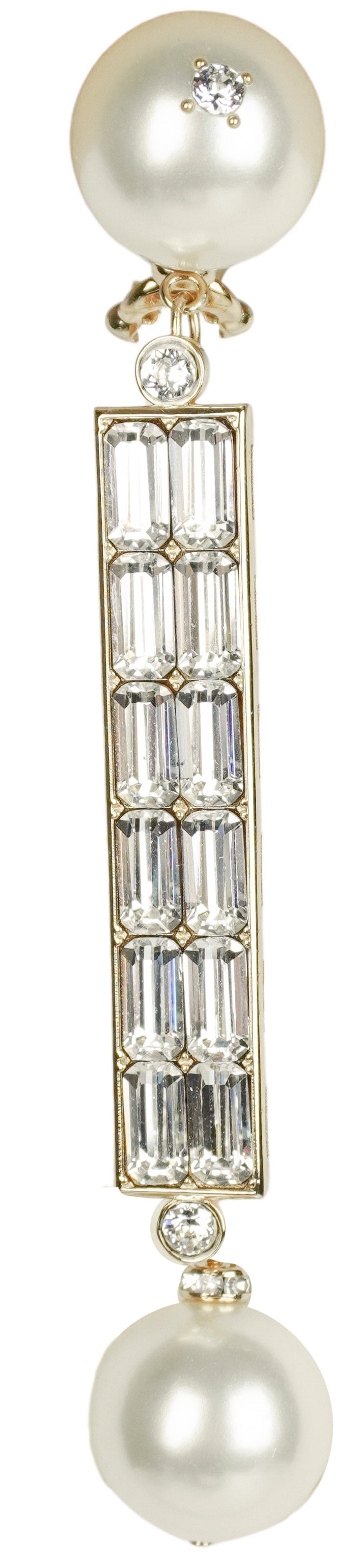 Valentino San Fin Crystal & Pearl Earrings in Gold - Discounts on Valentino at UAL