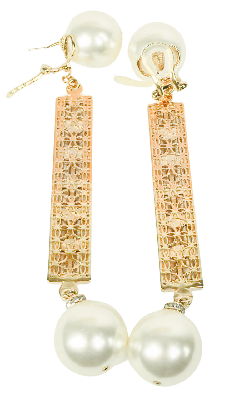 Valentino San Fin Crystal & Pearl Earrings in Gold - Discounts on Valentino at UAL