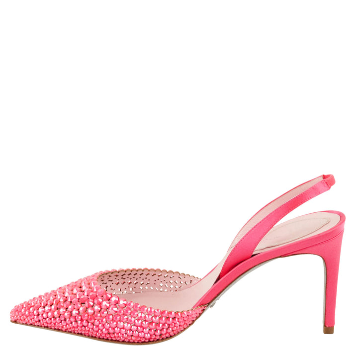 Rene Caovilla Jackie Slingback Heels in Fluorescent Pink - Discounts on Rene Caovilla at UAL