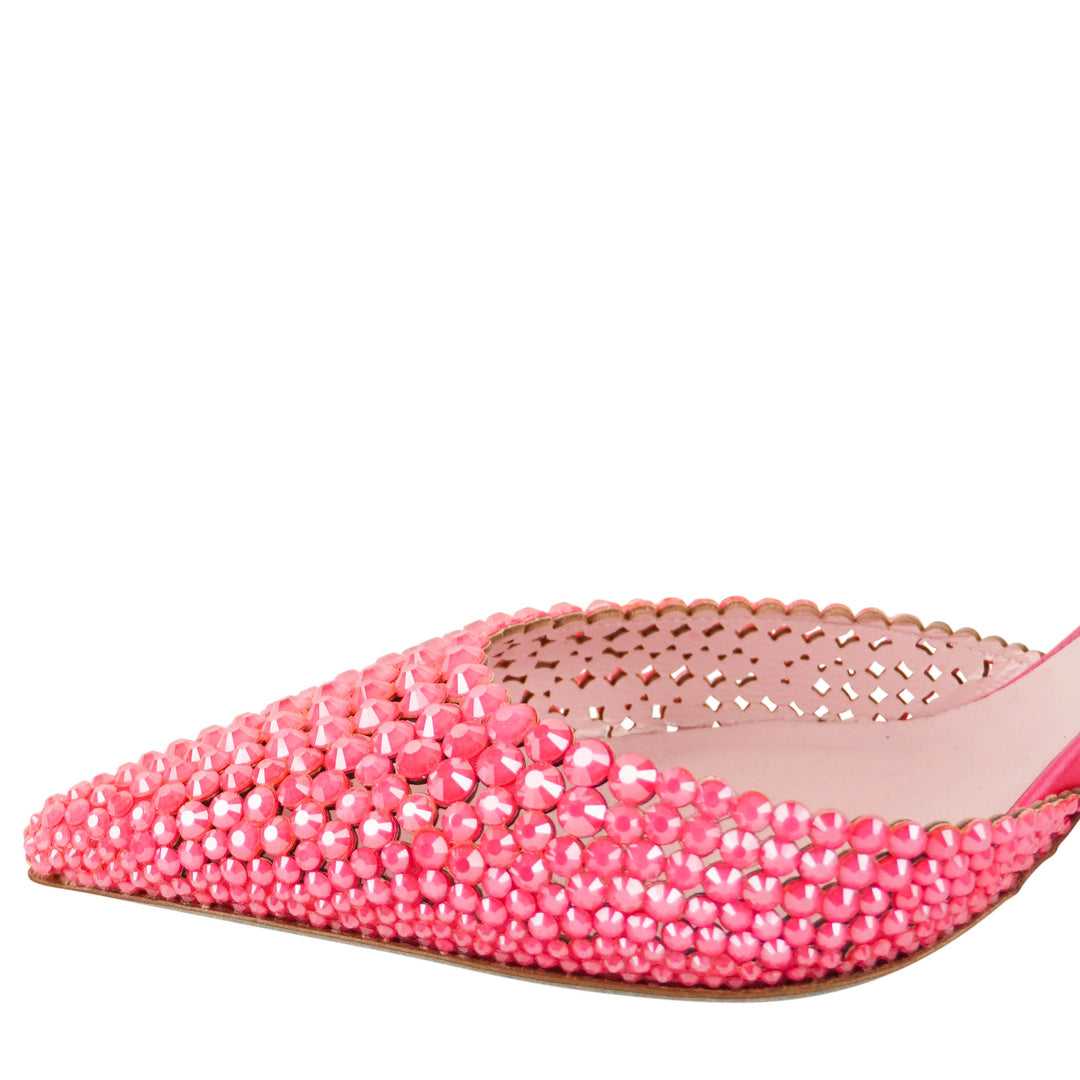 Rene Caovilla Jackie Slingback Heels in Fluorescent Pink - Discounts on Rene Caovilla at UAL