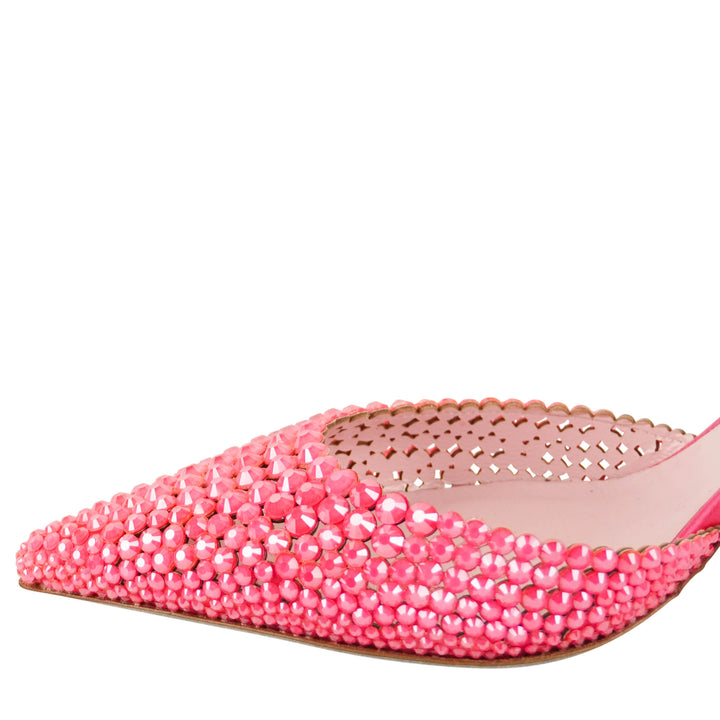 Rene Caovilla Jackie Slingback Heels in Fluorescent Pink - Discounts on Rene Caovilla at UAL