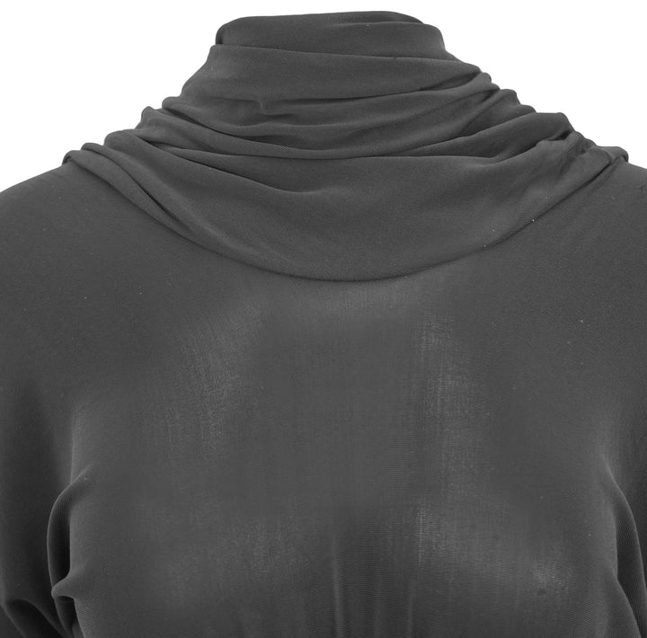 Saint Laurent Long Sleeve Draped Back Dress in Black
