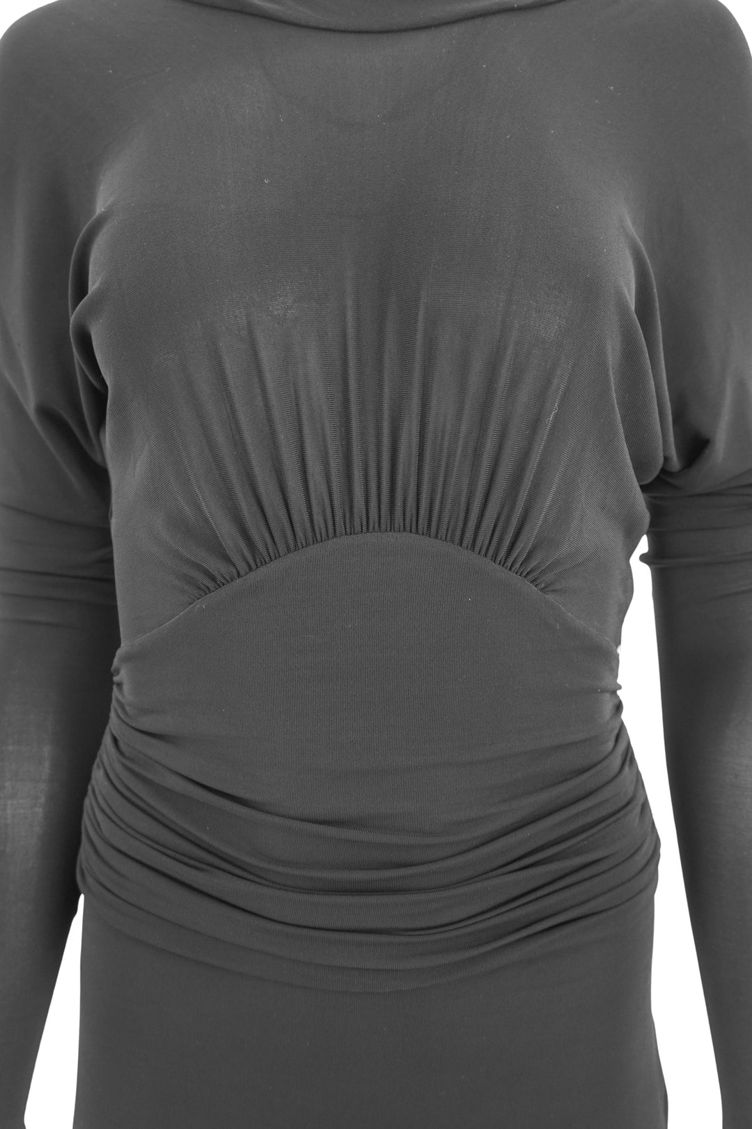 Saint Laurent Long Sleeve Draped Back Dress in Black