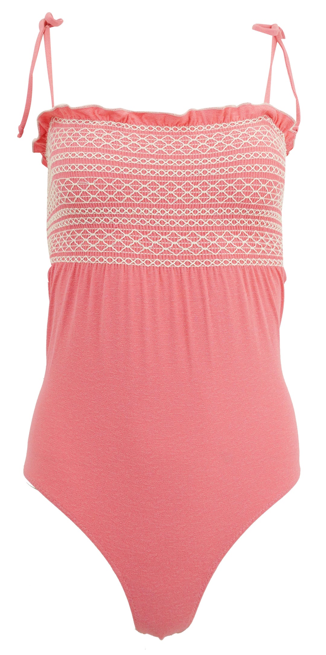 Lisa Marie Fernandez Smocked One Piece Swimsuit in Pink - Discounts on Lisa Marie Fernandez at UAL