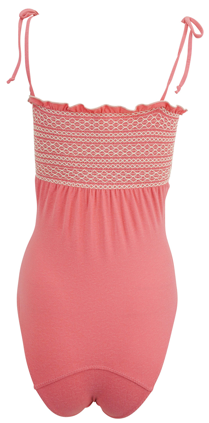 Lisa Marie Fernandez Smocked One Piece Swimsuit in Pink - Discounts on Lisa Marie Fernandez at UAL