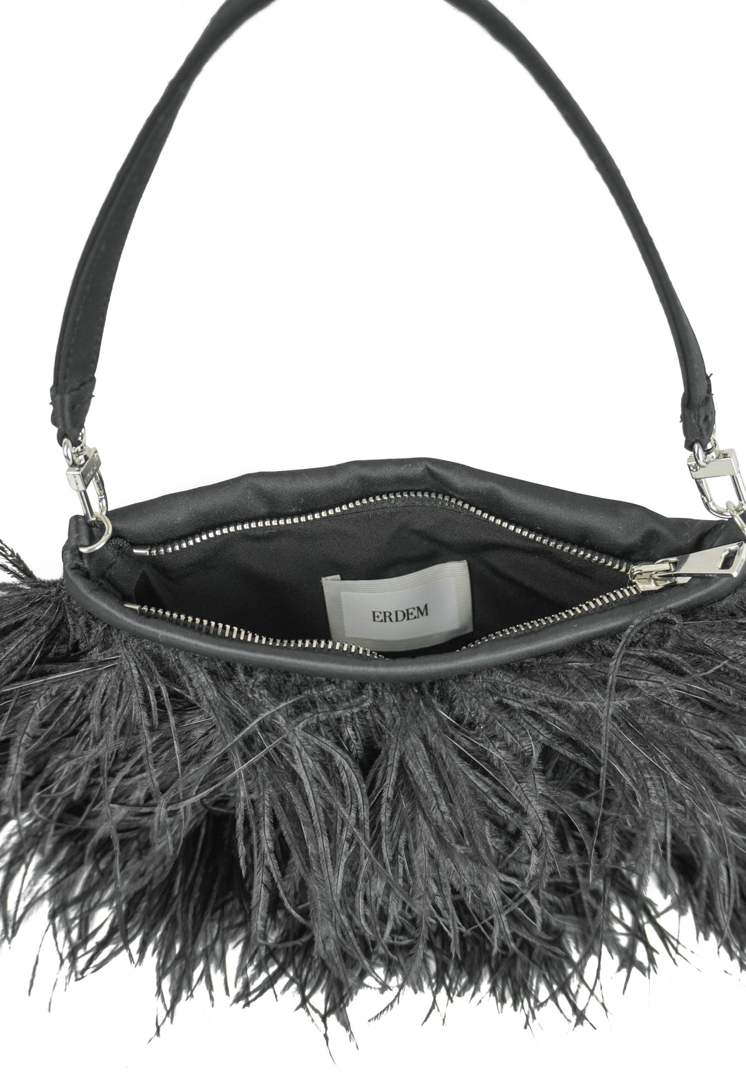 ERDEM Ostrich Feather Purse in Black