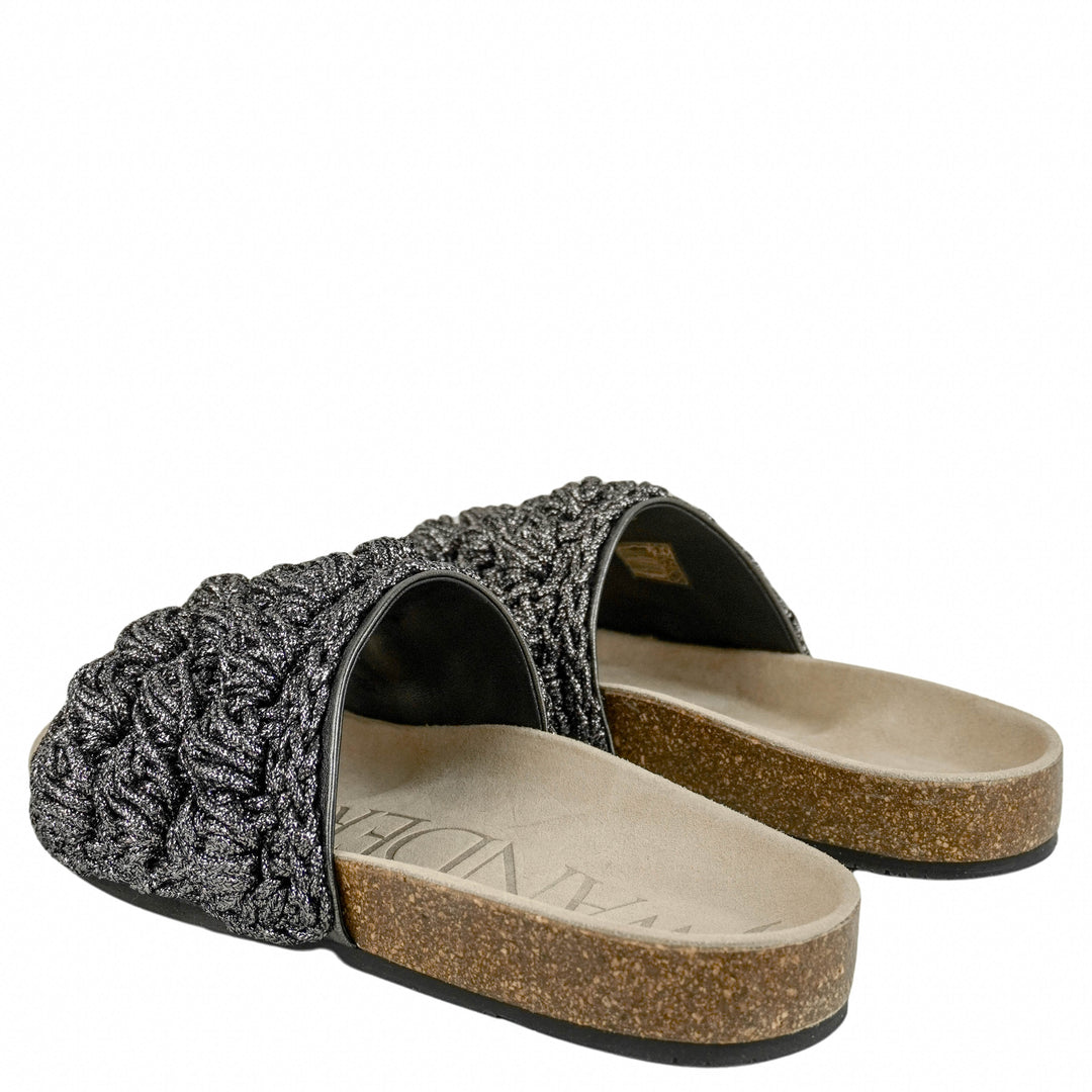 JW Anderson Crochet Slide Sandals in Dark Grey Metallic - Discounts on JW Anderson at UAL