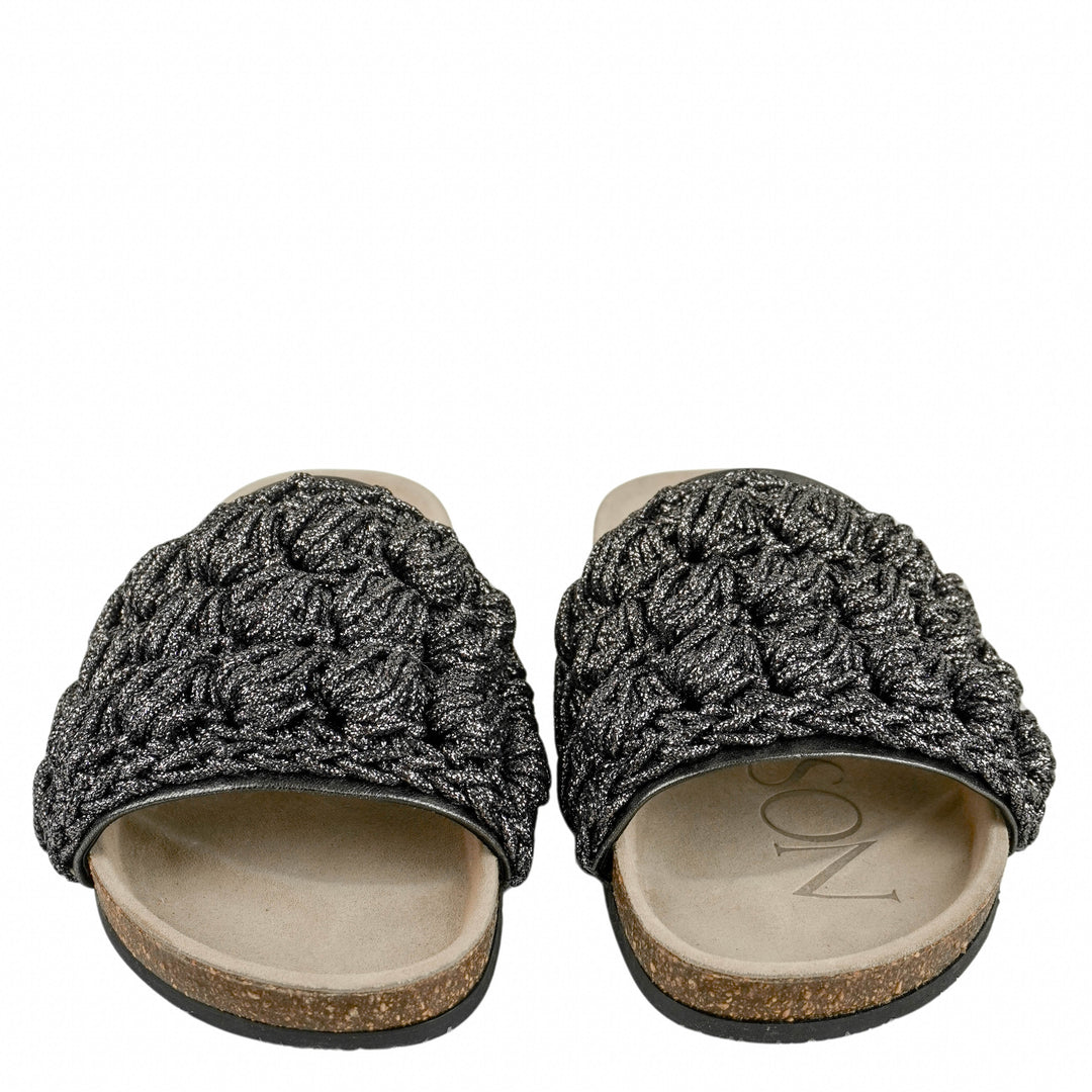JW Anderson Crochet Slide Sandals in Dark Grey Metallic - Discounts on JW Anderson at UAL