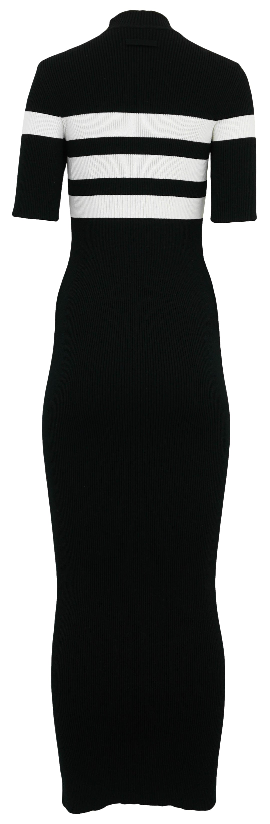Jean Paul Gaultier Ribbed Dress with Chain Detail in Black and White