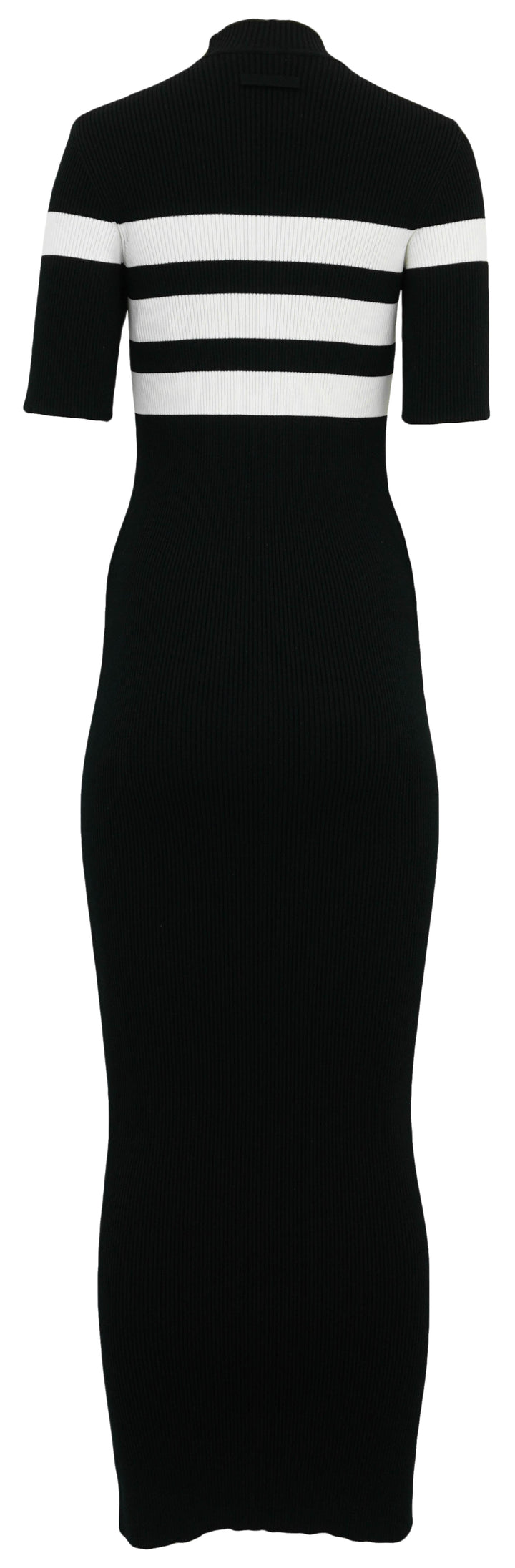 Jean Paul Gaultier Ribbed Dress with Chain Detail in Black and White
