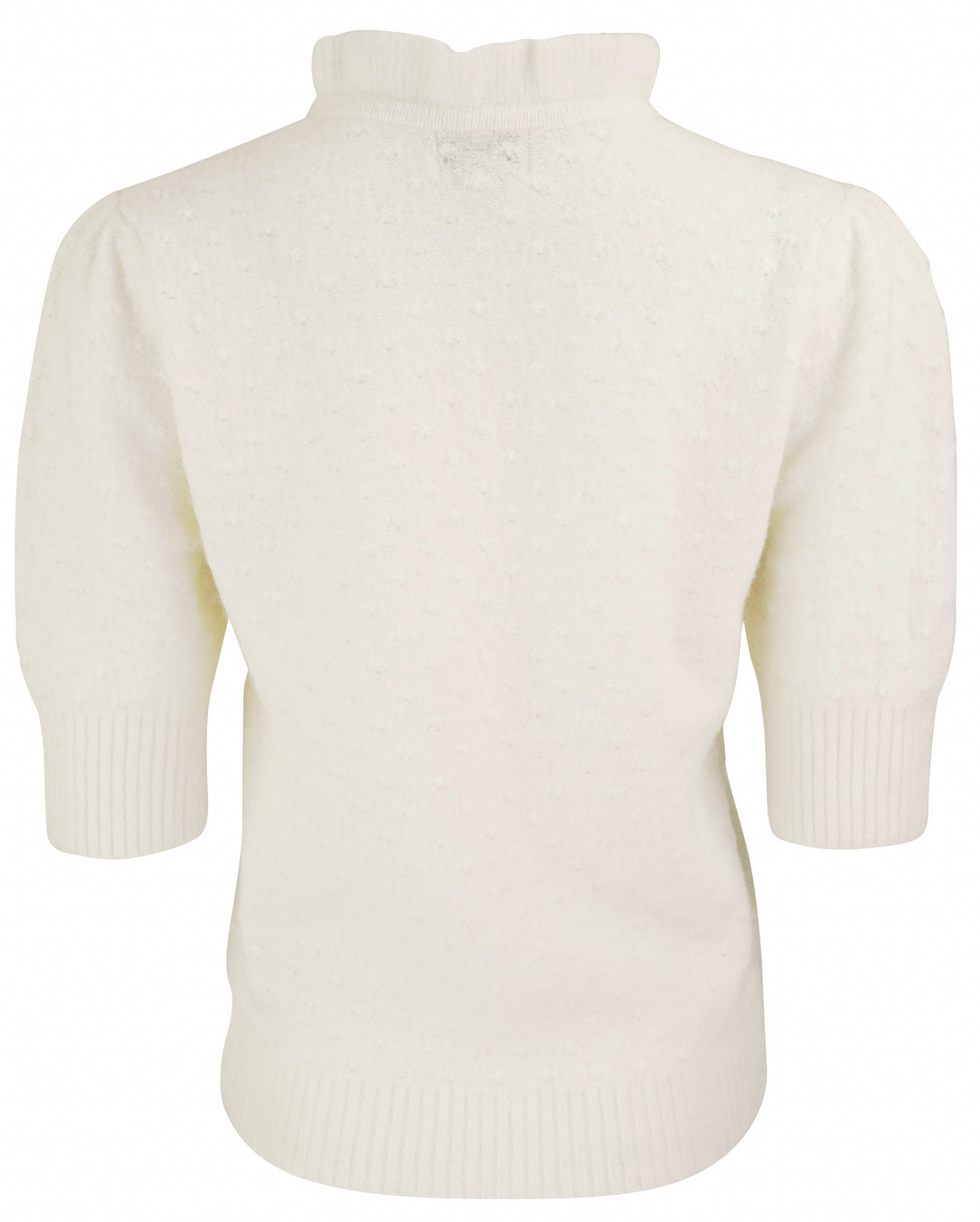 Ganni Short Sleeve Knit Top in Egret - Discounts on Ganni at UAL