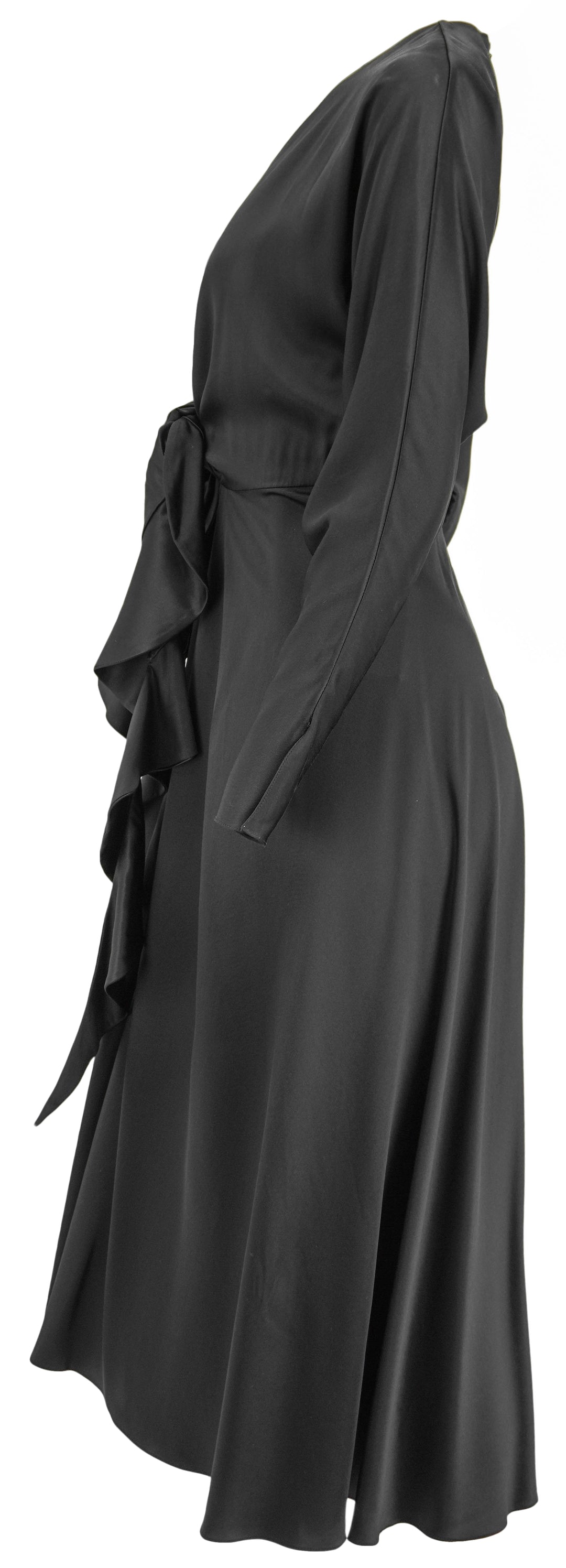 Alejandra Alonso Rojas Tie Front Silk Dress in Black