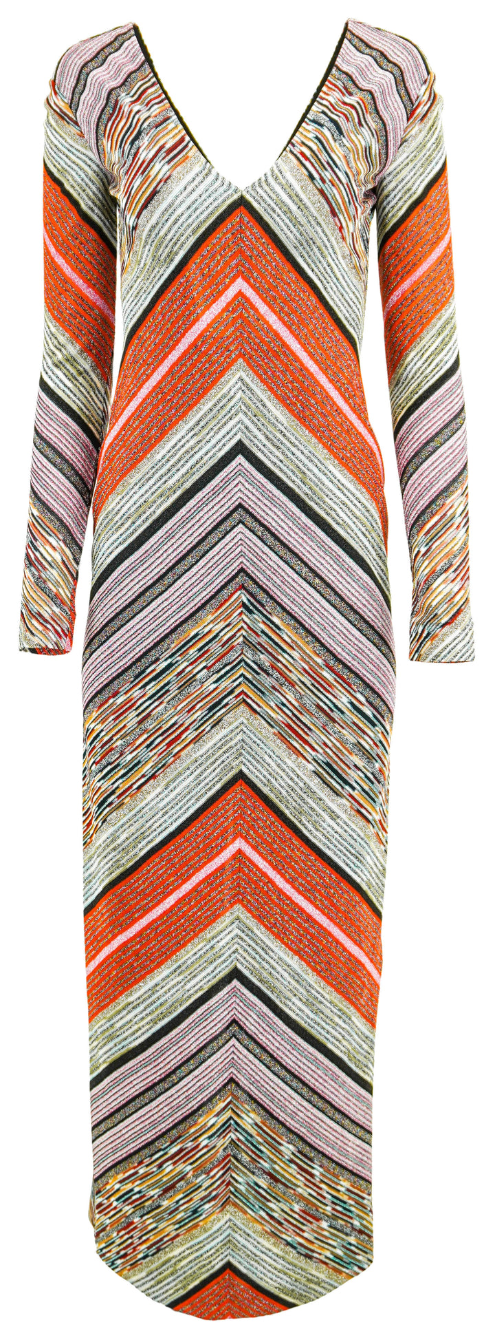 Missoni Long Sleeve Dress in Red Metallic Multi