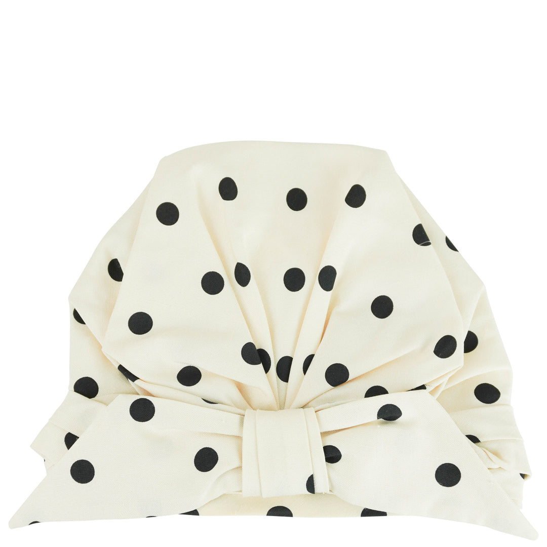 Valentino Dot Pattern Turban Hat in Cream/Black