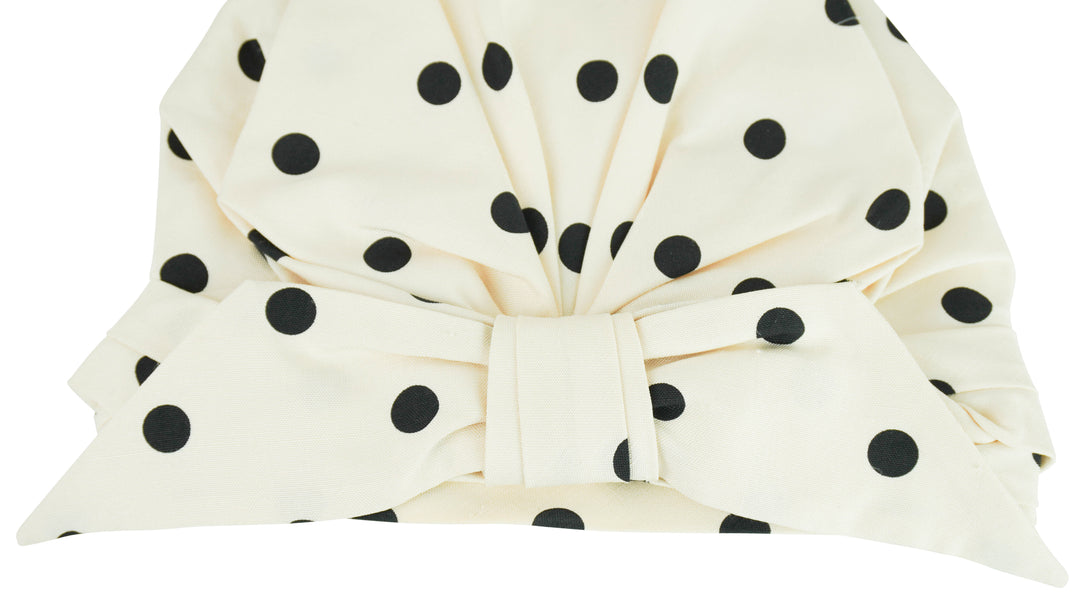 Valentino Dot Pattern Turban Hat in Cream/Black