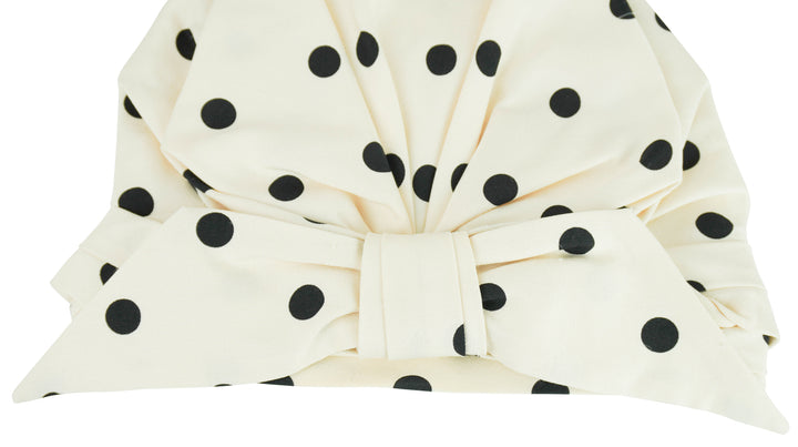 Valentino Dot Pattern Turban Hat in Cream/Black