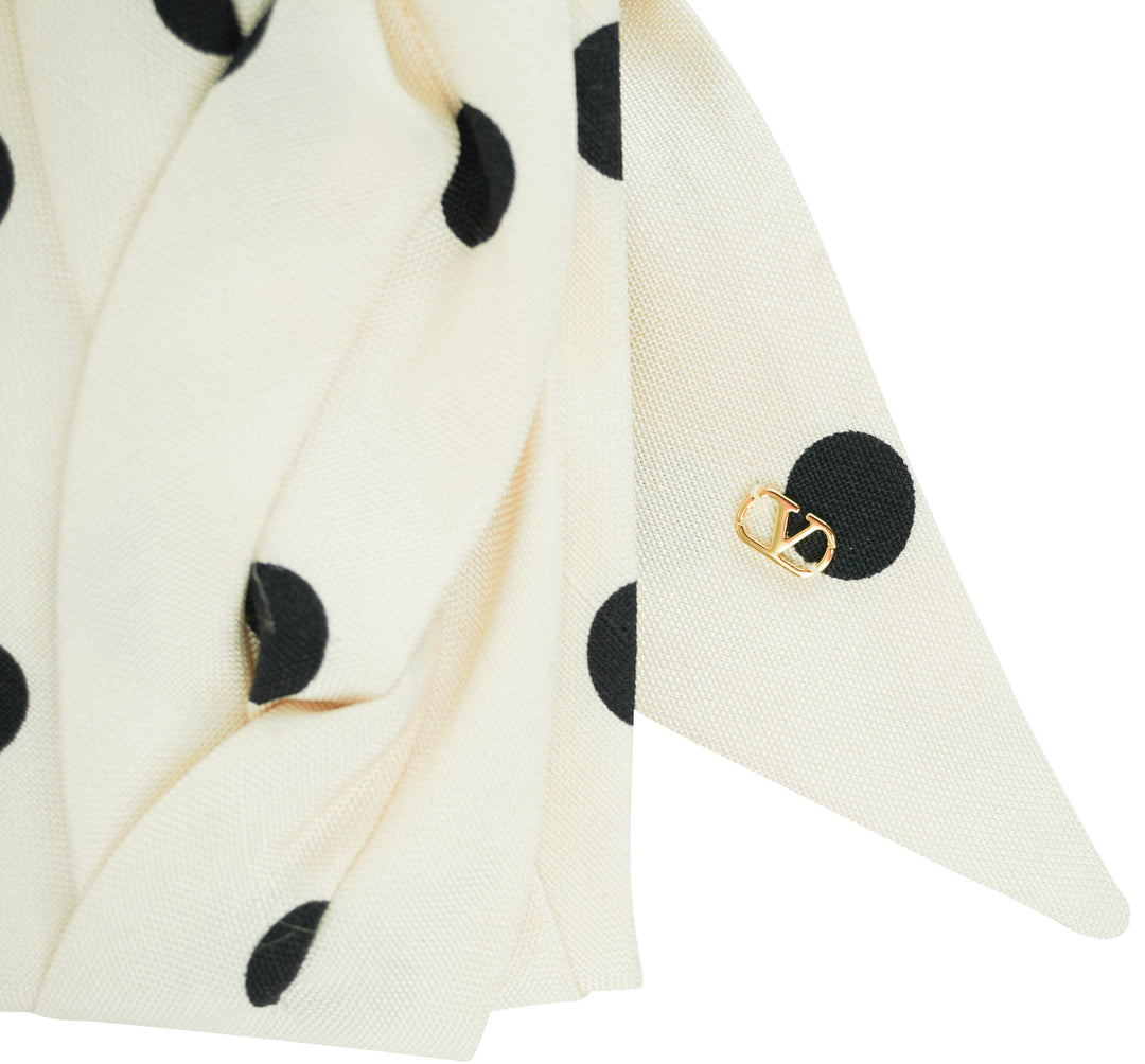 Valentino Dot Pattern Turban Hat in Cream/Black