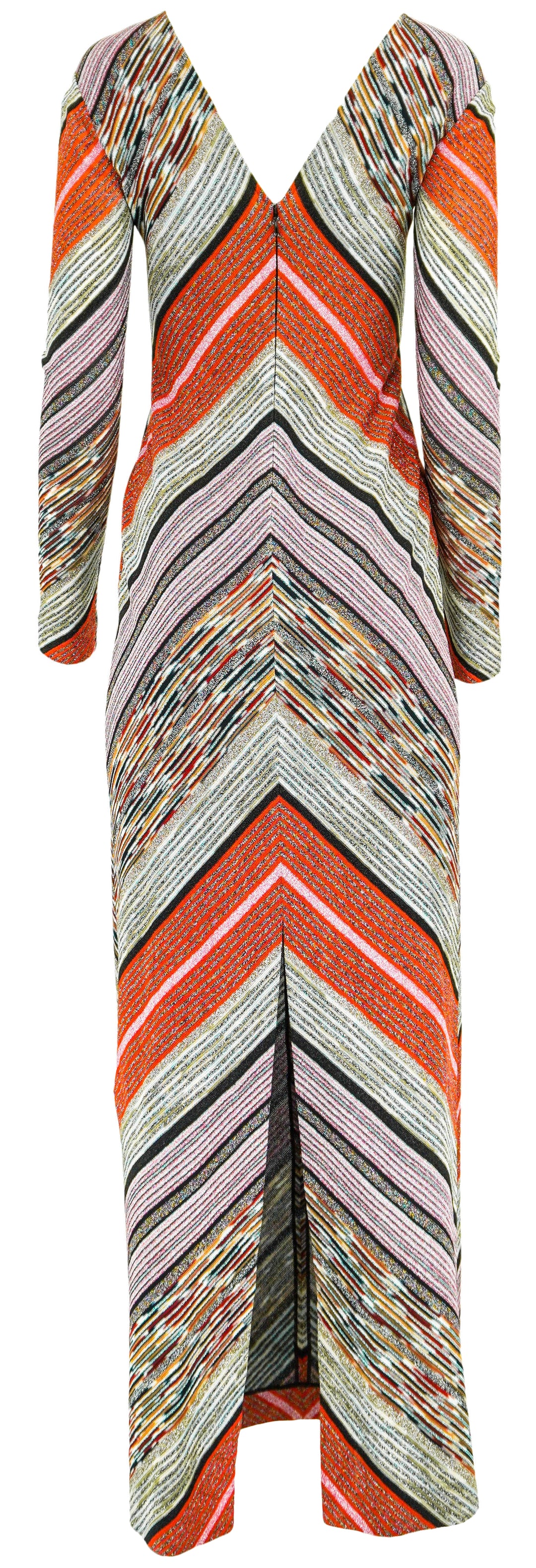 Missoni Long Sleeve Dress in Red Metallic Multi