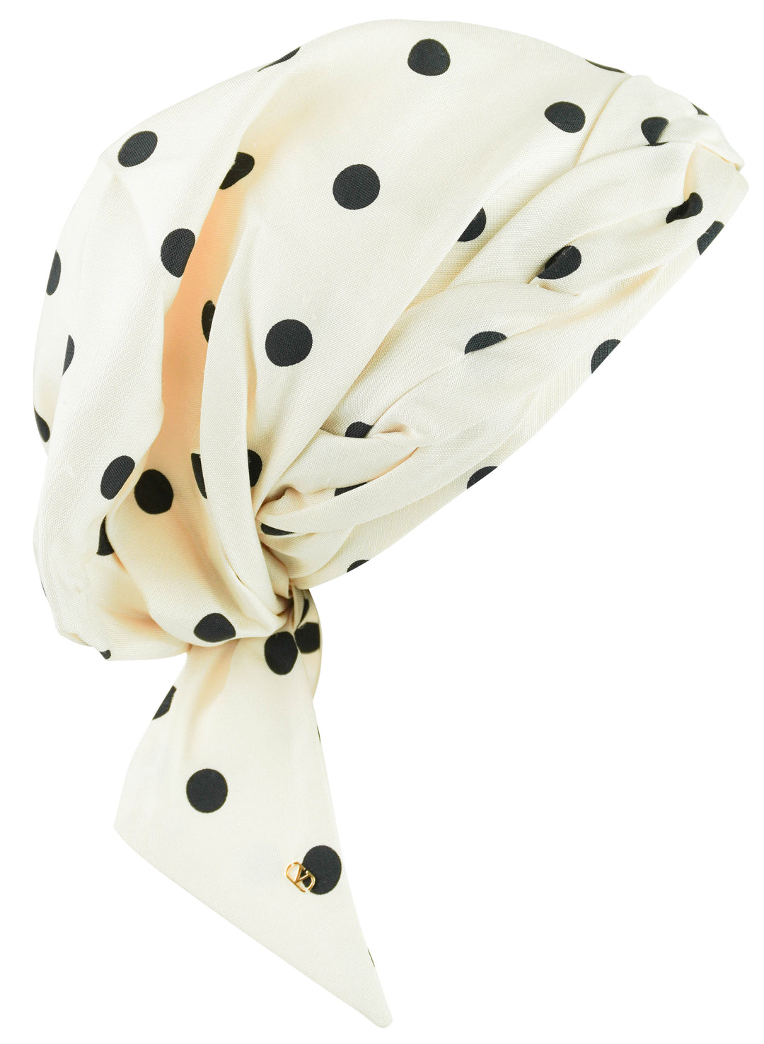 Valentino Dot Pattern Turban Hat in Cream/Black