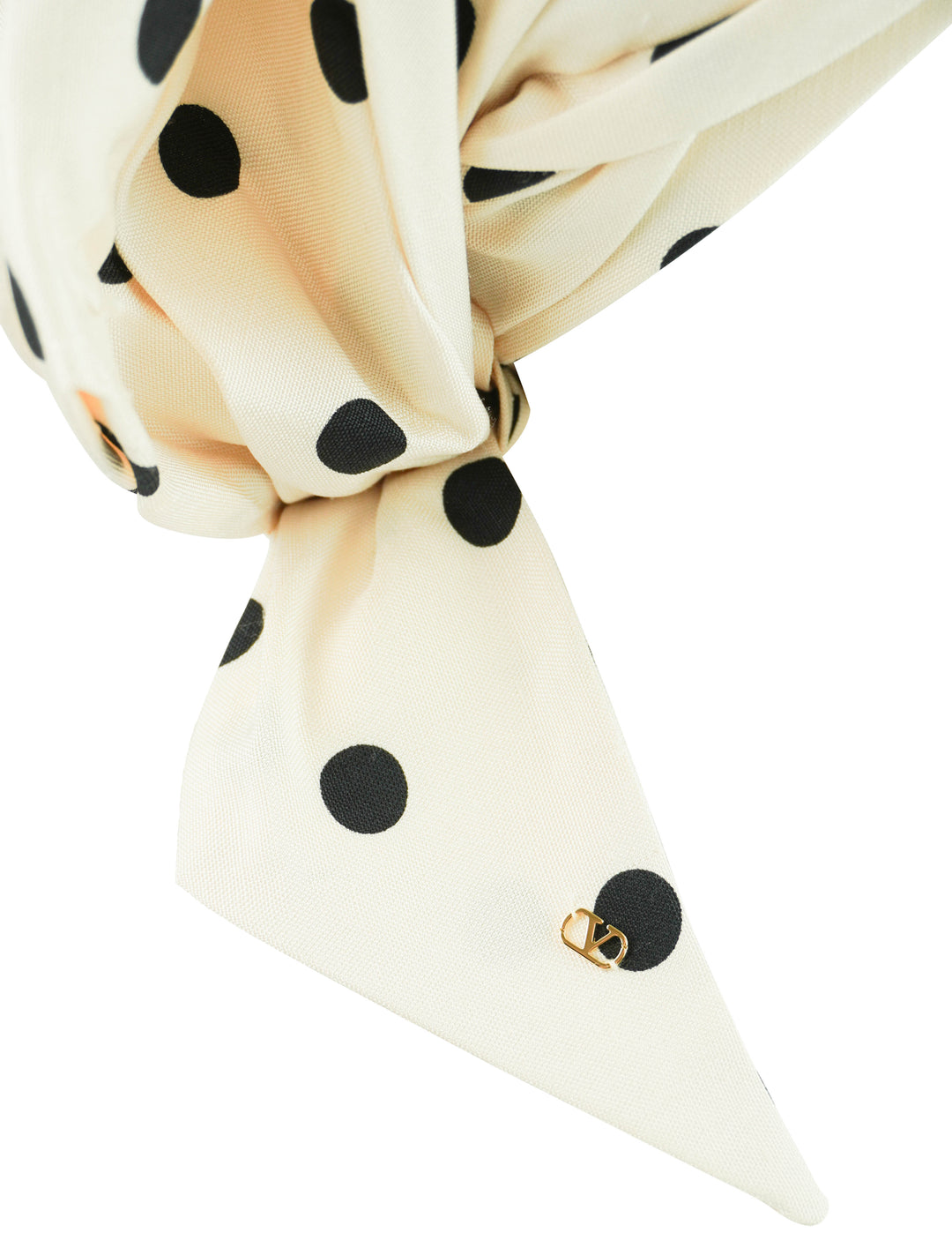 Valentino Dot Pattern Turban Hat in Cream/Black