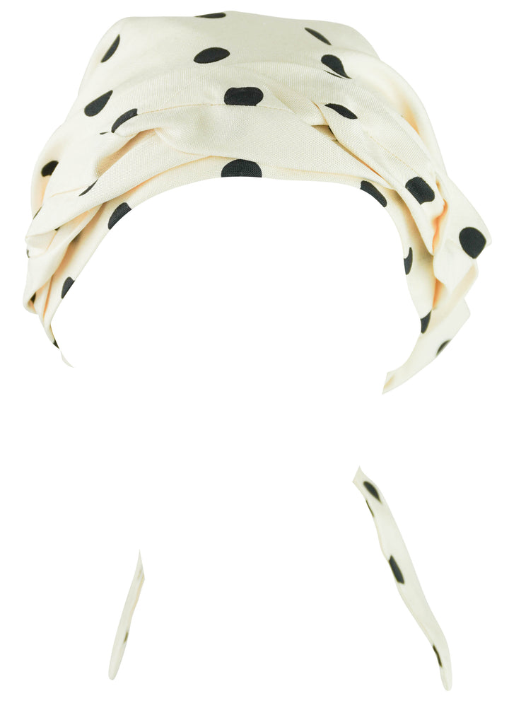 Valentino Dot Pattern Turban Hat in Cream/Black