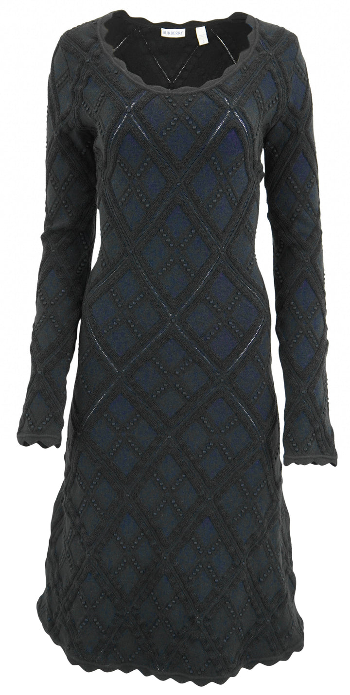 Burberry Aran Knit Long Sleeve Dress in Black