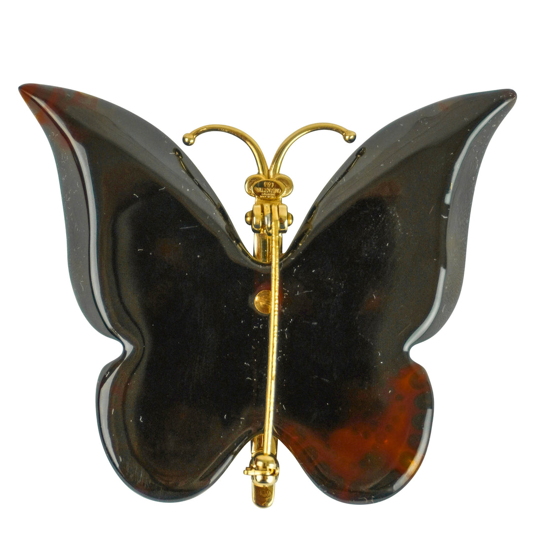 Valentino Resin and Crystal Butterfly Brooch
