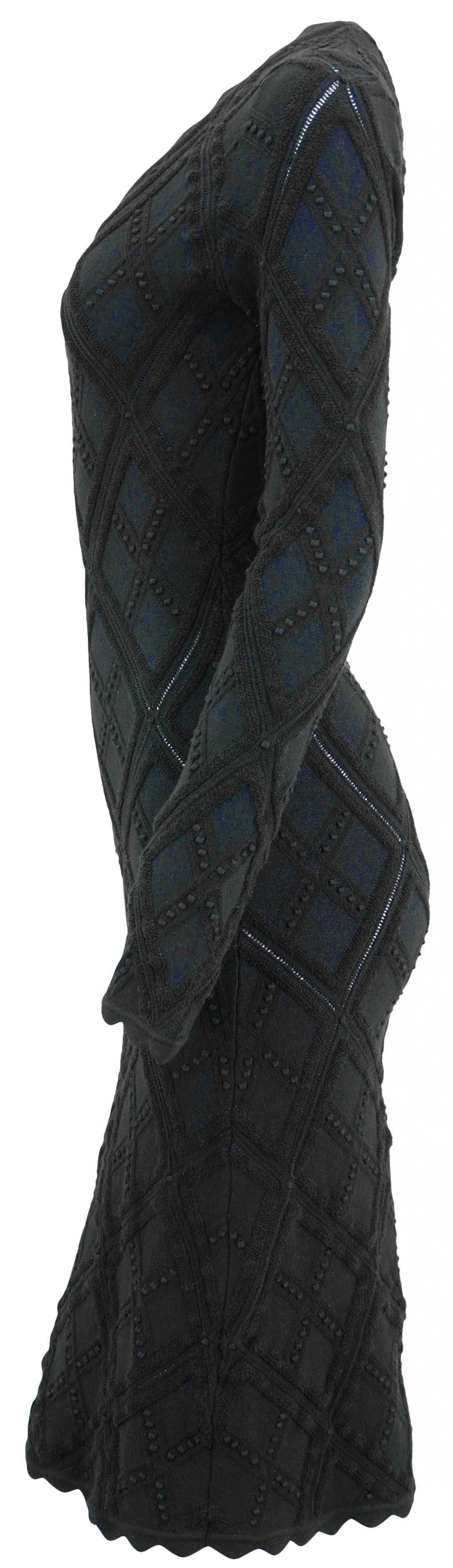 Burberry Aran Knit Long Sleeve Dress in Black