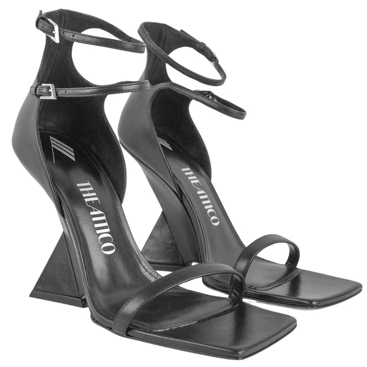 The Attico Grace Ankle Strap Sandal Heels in Black - Discounts on The Attico at UAL