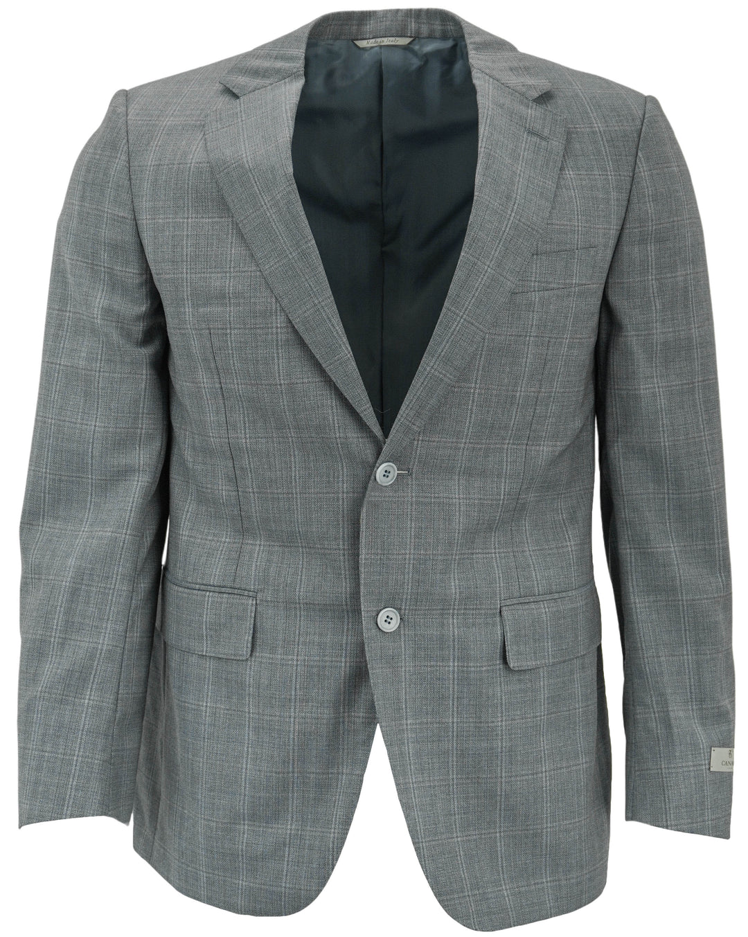Canali Wool Suit Jacket in Blue Plaid - Discounts on Canali at UAL