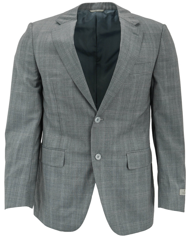 Canali Wool Suit Jacket in Blue Plaid - Discounts on Canali at UAL