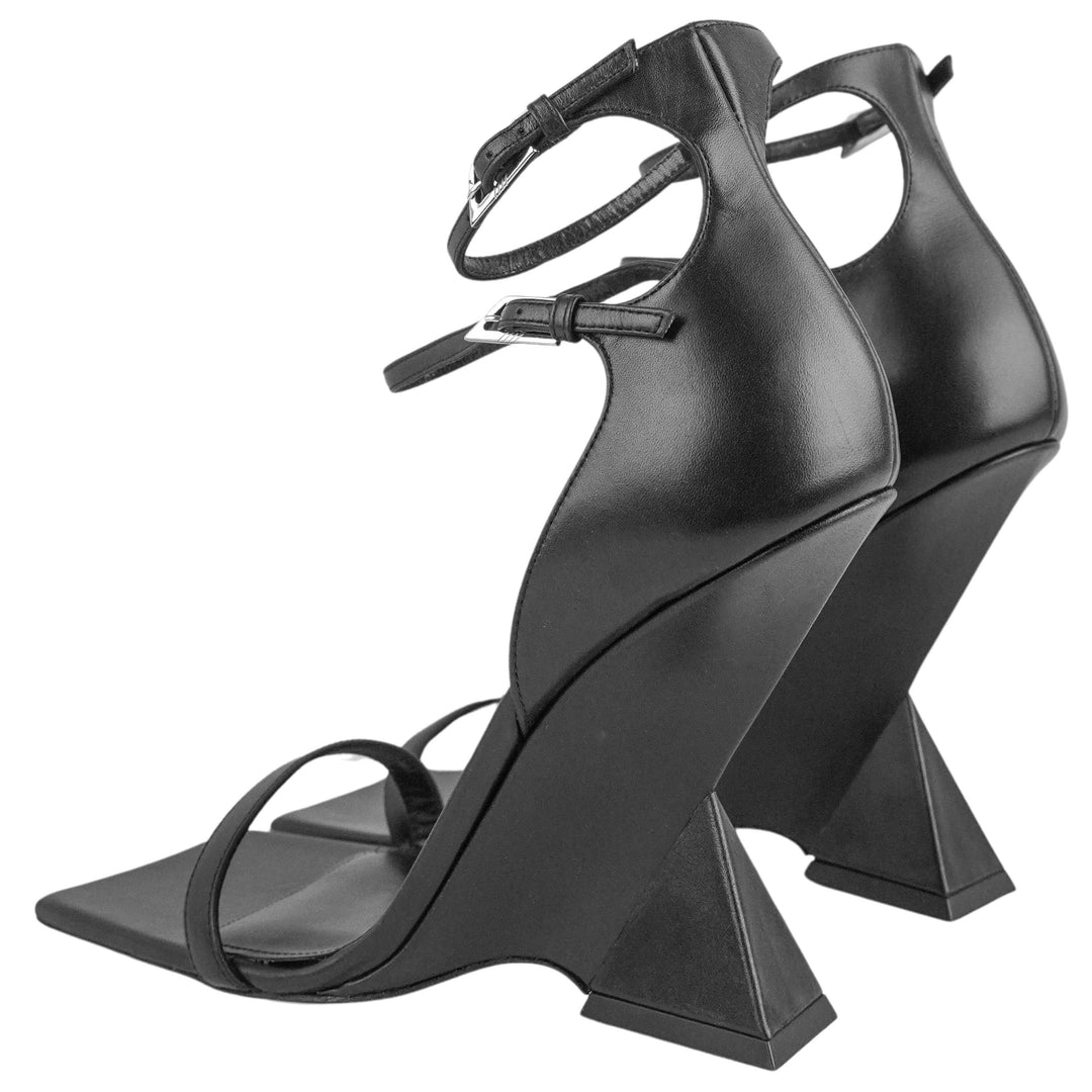 The Attico Grace Ankle Strap Sandal Heels in Black - Discounts on The Attico at UAL