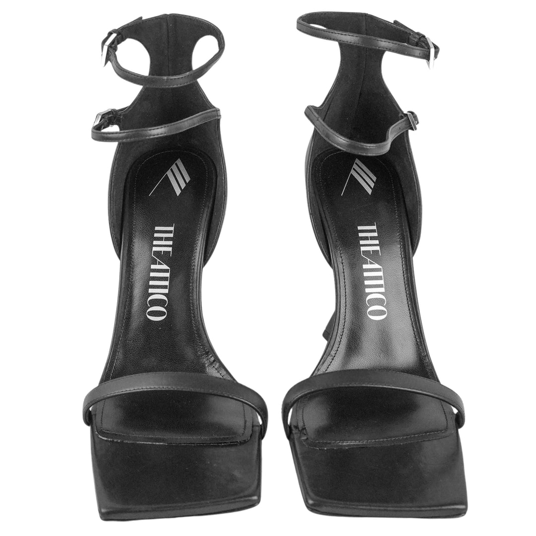 The Attico Grace Ankle Strap Sandal Heels in Black - Discounts on The Attico at UAL