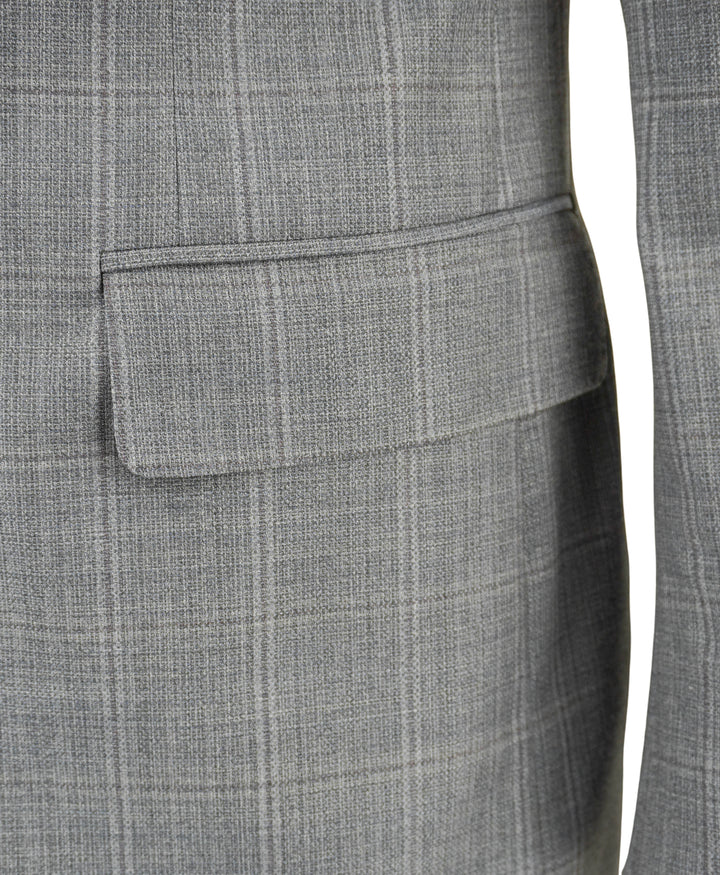 Canali Wool Suit Jacket in Blue Plaid - Discounts on Canali at UAL