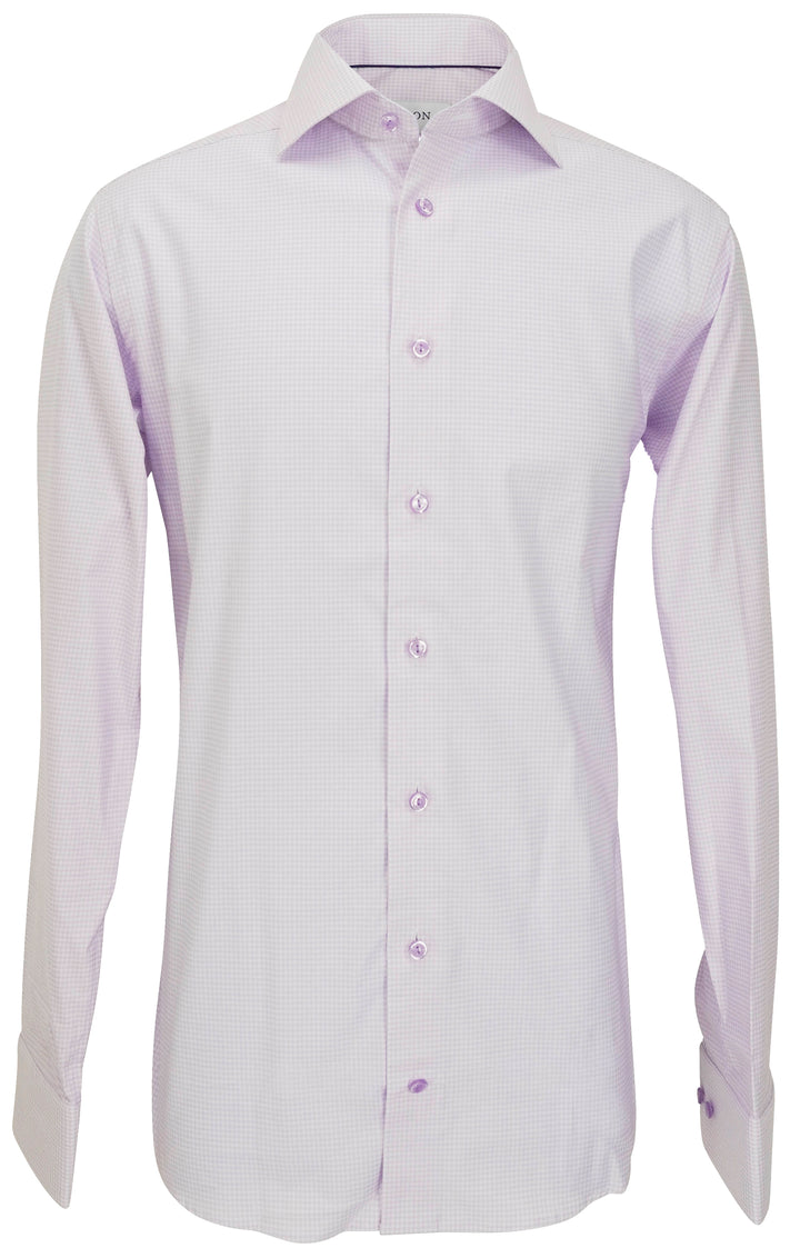 Eton Check Print Button Up Shirt in Pastel Purple - Discounts on Eton at UAL