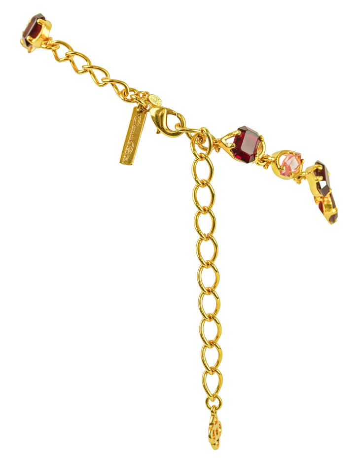 Oscar De La Renta Crystal Necklace in Gold,Red & Pink